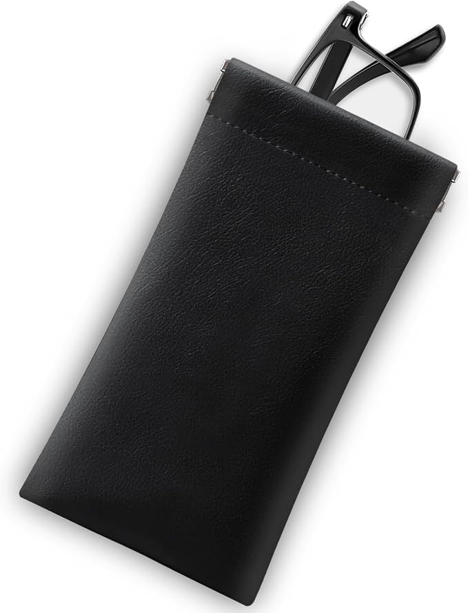 Soft Sunglasses Eyeglass Glasses Case,7x3.5inch Portable PU Leather Squeeze Top Holder Bag Pouch for Women Men