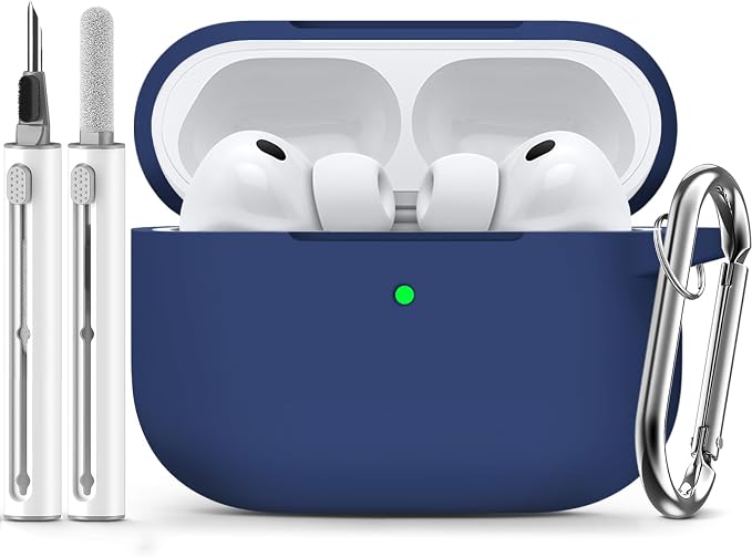 Ljusmicker for AirPods Pro 3 Case 2025 with Cleaner Kit,Midnight Blue | Soft Silicone Protective Cover for Apple AirPod Pro 3rd Generation Case with Keychain for Women Men,Shockproof