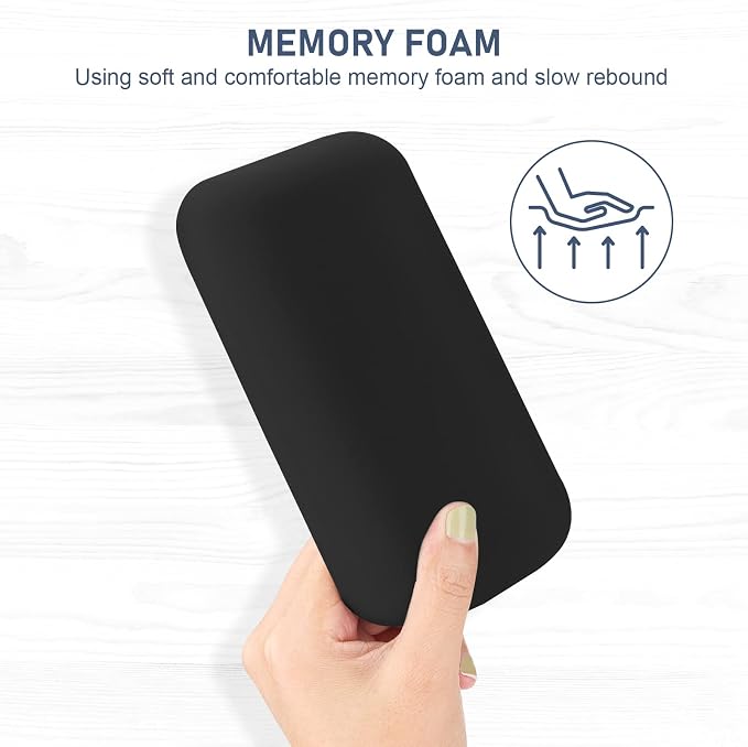 Leolee Elbow Rest Pads for Desk, Black Ergonomic Arm Rest Pads | Memory Foam & Non-Slip Base, Armrest Cushion Support Pad Relieve Elbow and Wrist Pain for Computer, Office, 1 Pack