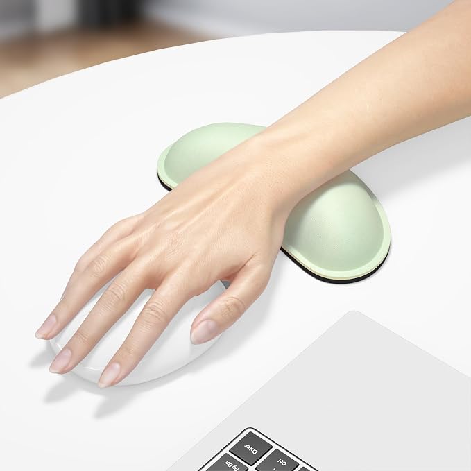 Dapesuom Mouse Wrist Rest, Ergonomic Memory Foam Mouse Wrist for Computer Desk Mats Support, Hand Rest Pad Cushion for Gaming, Office, Laptop, Men, Women, Pain Relief & Easy Typing, Lake Green