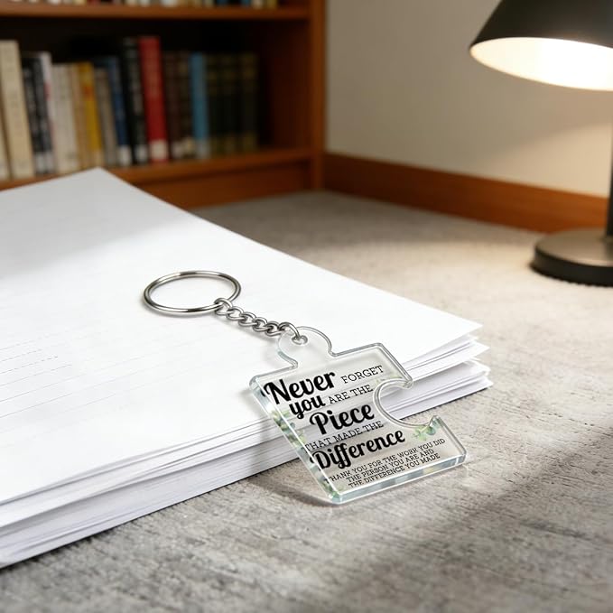 Team Appreciation Gifts Bulk Thank You Keychains for Coworkers | Gift Set for Employee, Staff, Teachers, Teamwork Puzzle Piece Keyring, Acrylic
