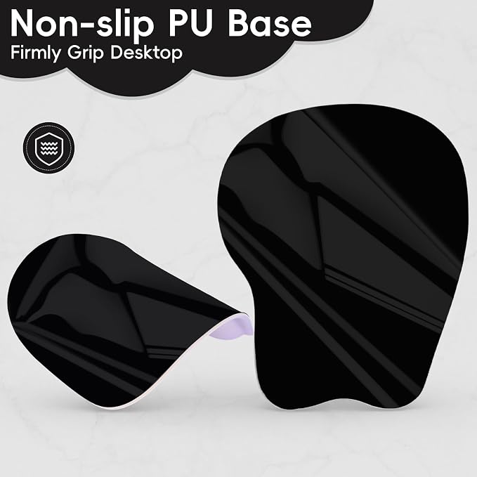 Mouse Pad with Wrist Rest Ergonomic Mouse Pad with Comfortable M-Shape Pain Relief Wrist Support Non-Slip PU Base Mousepad for Laptop, Office & Home (Black)