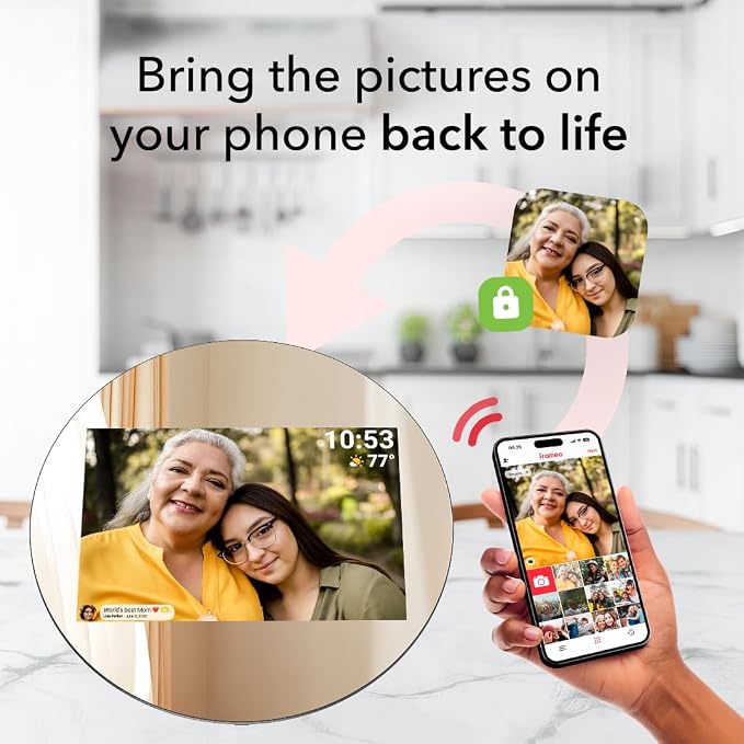 Frameo Digital Picture Frame,2K HD IPS Touch Screen 32GB Storage | Auto-Rotate Wall Mount,Up-Market Gifts for Mom Father,Share Photos/Videos from Phone