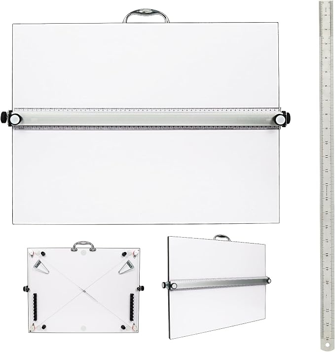 Portable Drafting Board, 20"X26" Professional Architecture Drafting Board, Tabletop Drawing Board with Ruler & Parallel Bar, Drafting Tools for Architects, Artists, Engineers, and Designers