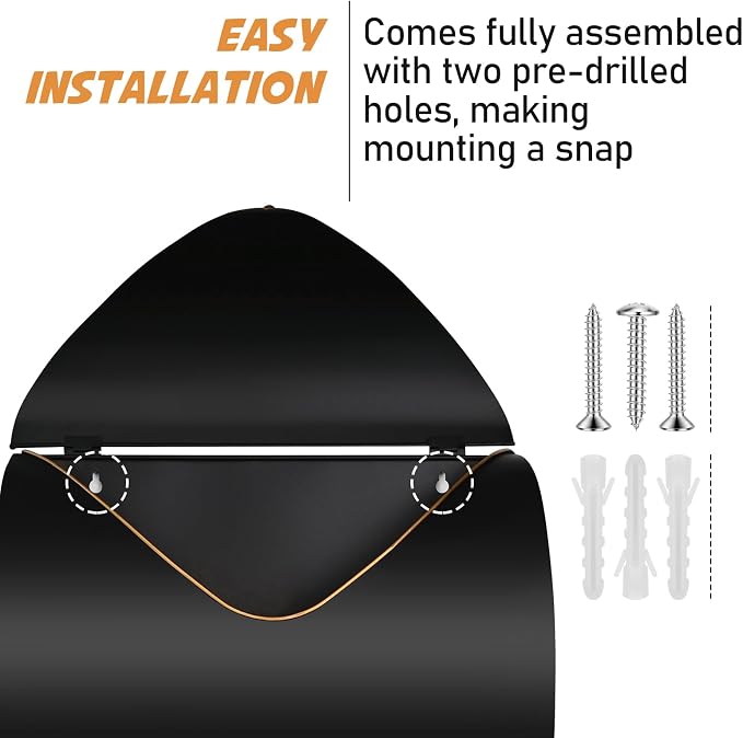 Outdoor Wall Mount Mailbox, 13 x 3.24 x 10.3 inch Black Waterproof Mail Box, Heavy Duty Wall-Mounted Mailboxes for Home, Envelopes, Magazines & Small Packages