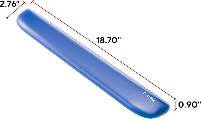 STAPLES Gel Keyboard Wrist Rest, Ergonomic Non‑Slip Wrist Support Cushion for Comfortable Typing, Durable Gel‑Filled Design, Blue Crystal
