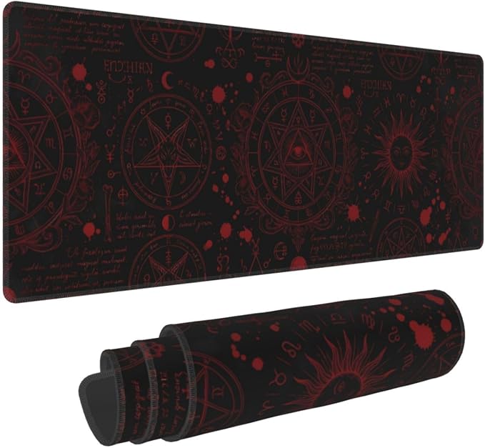 Mysterious Gothic Gaming Mouse Pad Large Extended Desk Mat Non-Slip Rubber Base Keyboard Pad with Stitched Edges for Office Gaming 31.5x11.8 in