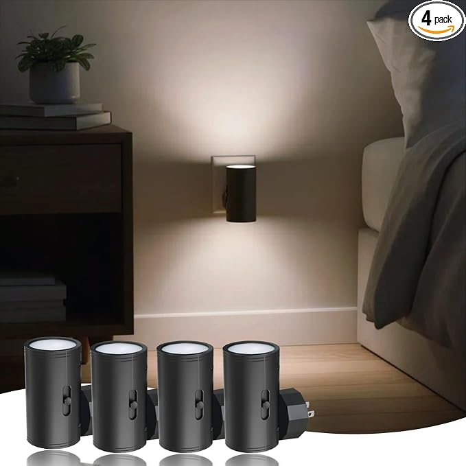 TSEXES LED Night Light Plug into Wall,Dusk to Dawn Sensor, 4 Pack | 0-300LM Adjustable Brightness,Daylight 5000K,Dimmable