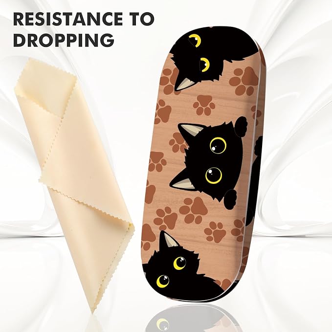 Glasses Case Hard Shell,Portable Protective Eyeglasses Case, Eyeglass Holder Box with Cleaning Cloth, for men women