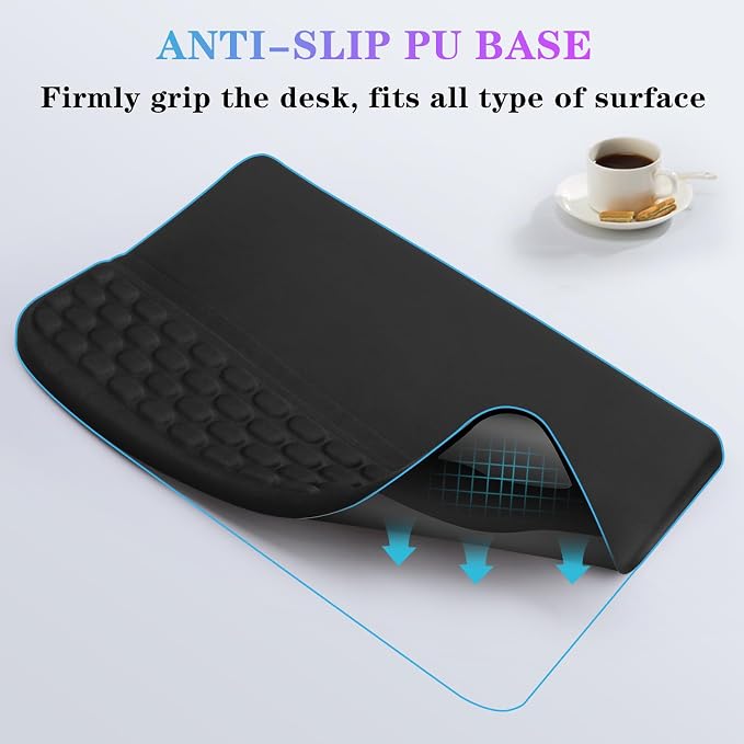 Computer Keyboard Stand with Wrist Rest Support Pad, 02-Black | Ergonomic Comfy Tilted Keyboard Stand Riser Holder Pad for Pain Relief, Soft Memory Foam Desk Cushion for Office Home