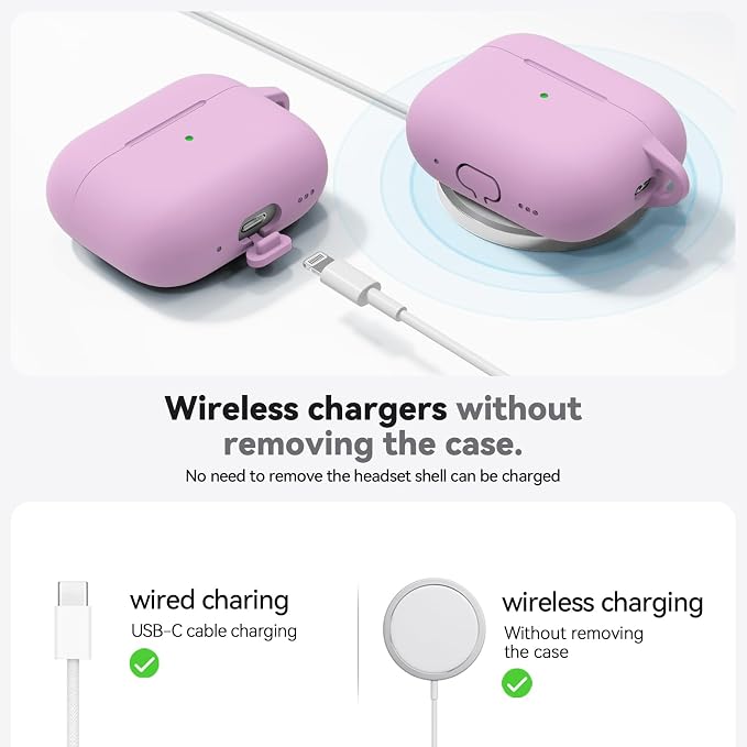 Ljusmicker for AirPods Pro 3 Case 2025 with Cleaner Kit,Light Lilac | Soft Silicone Protective Cover for Apple AirPod Pro 3rd Generation Case with Keychain for Women Men,Shockproof