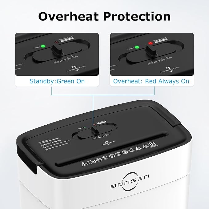 Bonsen 10-Sheet Cross Cut Paper Shredder for Home Office Heavy Duty, White | P-4 Security Level, Shreds Paper & Credit Cards, 4-Gal Bin with Portable Handle, Small Shredder for Home Office，S3201-W