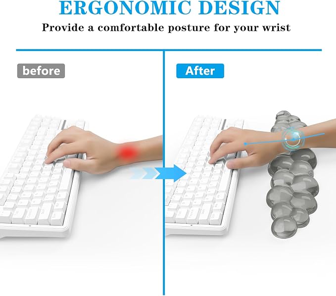 Gel Cloud Keyboard Wrist Rest, Cute Wrist Support and Arm Support Keyboard Rest for Keyboard Typing Pain Relief，Suitable for Office/Computer/Laptop/Gaming（Keyboard Wrist Rest Gray ）