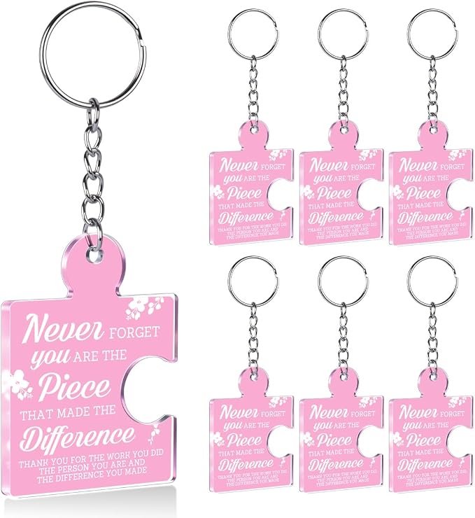 Team Appreciation Gifts Bulk Thank You Keychains for Coworkers | Gift Set for Employee, Staff, Teachers, Teamwork Puzzle Piece Keyring, Acrylic