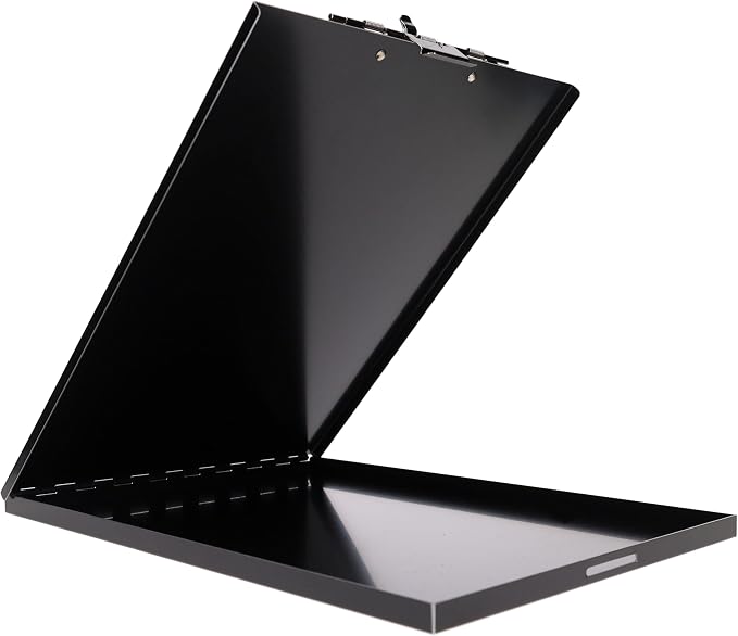Saunders Slim Metal Clipboard with Storage, Heavy Duty Aluminum Form Holder for Nursing & Contractors, Letter Size Paper Organizer Box with Secure Locking Latch, Made in USA, Black