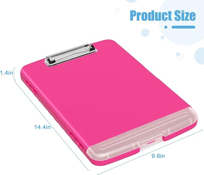 Hongri Clipboard with Storage with Pencil Case, 8.5 x 11 Storage Clip Board | High Capacity Organization Box for A4 Letter Legal Paper, Heavy Duty Folio & Side-Opening for Nurses, Teachers, Red