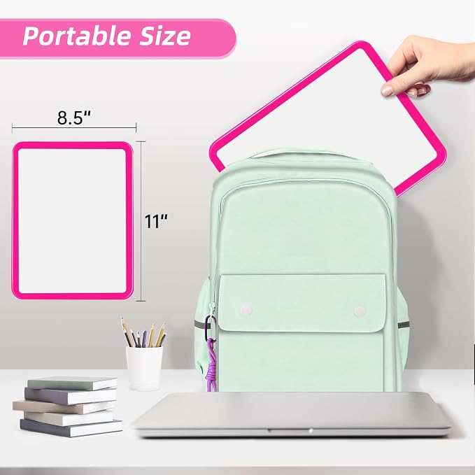 VUSIGN Magnetic Dry Erase Board, 8.5 x 11 Inches White Board, Dark Pink | Includes 4 Dry Erase Markers, Small Mini White Board for Students Fridge Wall Locker