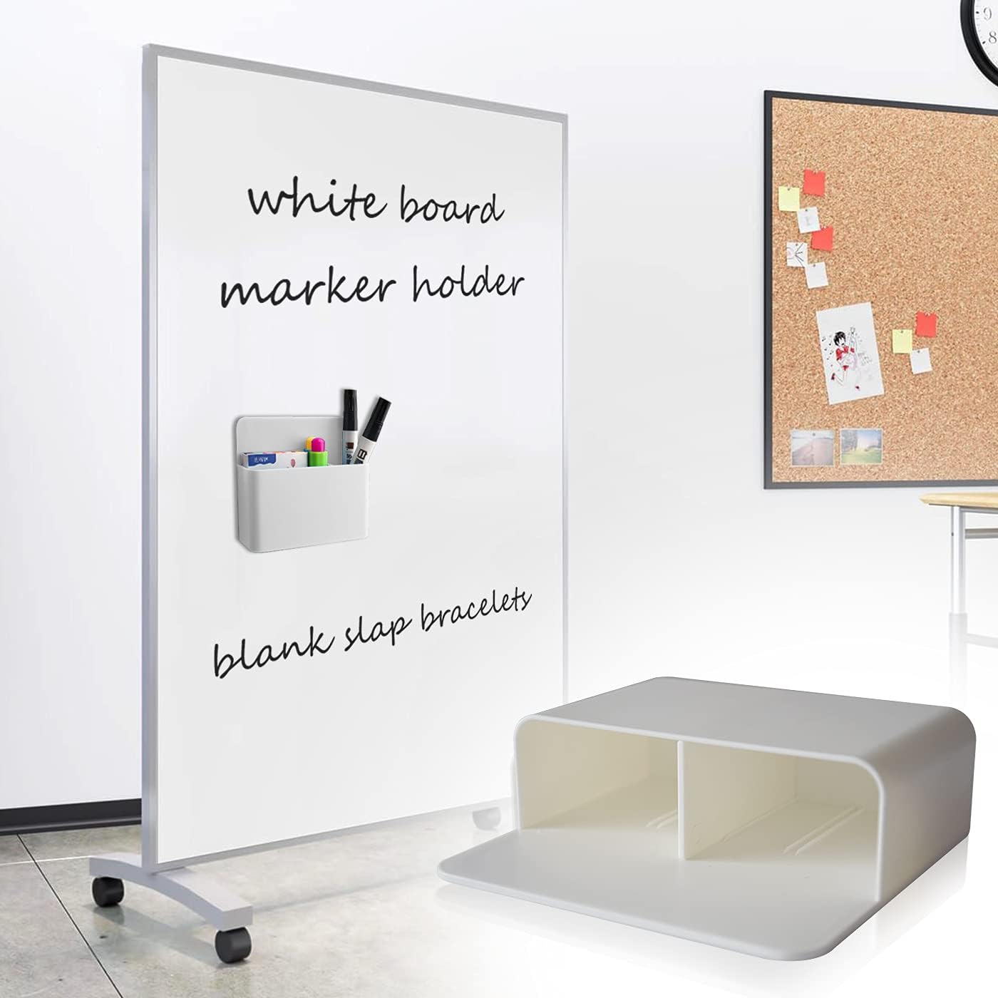 Magnetic Dry Erase Marker Holder, Magnetic Pen Marker Holder for Whiteboard, Fridge, Locker Accessories, Classroom, Office, Home, Magnet Pen Cup,1 Pack, White
