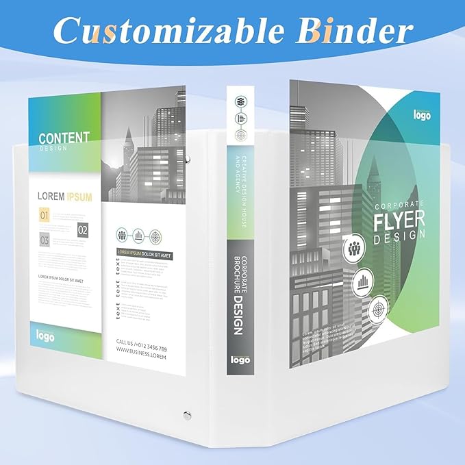 CIXILDTS 1.5-inch D Ring Binders, Fit US Letter Size Paper, 1-1/2" 3 Slant-D Ring Binder with 2 Pocekts, 12-Pack, White