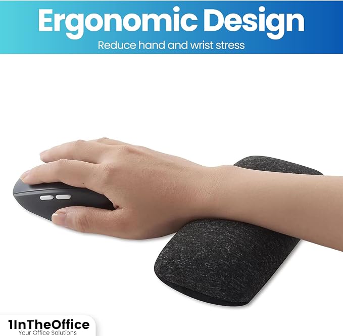 1InTheOffice Mouse Wrist Rest, Beaded Wrist Support Pad Ergobeads, Black