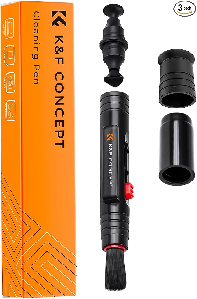 K&F CONCEPT Professional Lens Cleaning Pen X3,Carbon Head,Soft Brush | 3-in-1 Cleaning Effect,Deep Cleaning,Telescopic Button,for Canon Nikon,Camera Optical Lenses and Glasses Clean, MP04