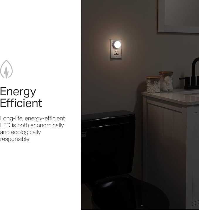 Lights By Night Mini LED Night Light, Plug-In, Dusk To Dawn Sensor, Warm White, Compact, Ambient Lighting, LED Lights for Bedroom, Bathroom, Nursery, Hallway, Kitchen, 45084, 4 Pack
