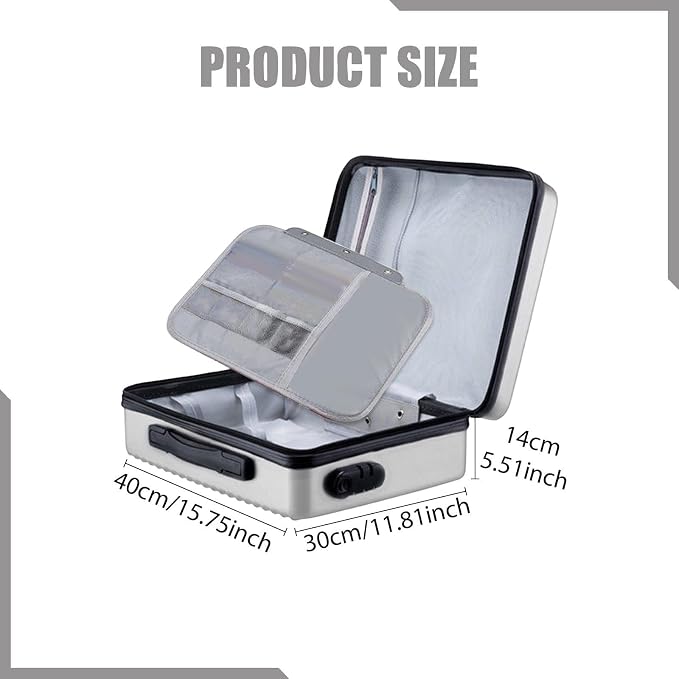 Fireproof Document Box, Secure Storage, Waterproof Briefcase, Sturdy Storage Bag for Contracts, Outdoor, Silver