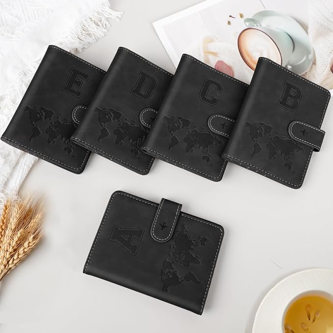 Passport Holder for Travel Essentials Personalized Initial Wallets | Embossed Letter A-Z Design, RFID Blocking, Passport Cover, Passport Book Holders, Men Women, Personalized Gifts, Black-A
