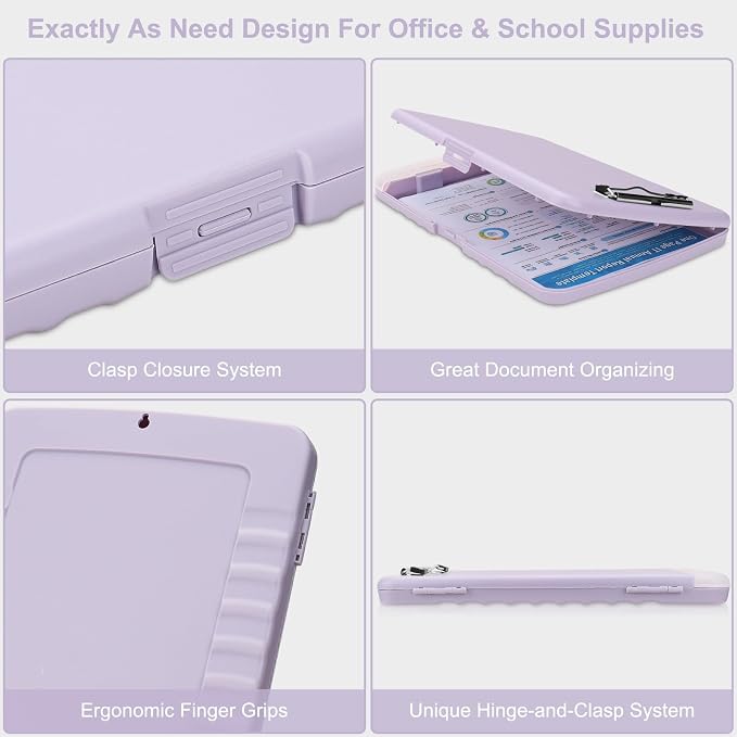 SFLHHDM Purple Clipboard, Clip Board 8.5x11, Teacher Clipboards with Storage, Plastic Clipboard with Pen Holder, Clipboards Storage for Women Teachers Work, School & Office Supplies