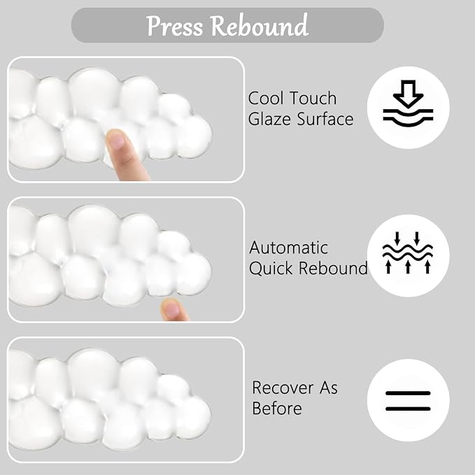 Gel Cloud Keyboard and Mouse Wrist Rest Set Transparent Acrylic Tilt Computer Keyboard Stand with Wrist Rest Ergonomic Silicone Mouse Wrist Pad for Keyboard Riser Holder for Desktop White 60%68% 75%