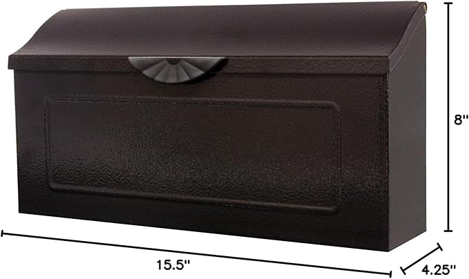 Architectural Mailboxes Amboy Steel Wall Mount Mailbox, Black, Medium | Galvanized steel build for outside with weather-resistant outdoor construction and a rust-resistant powder-coat finish.