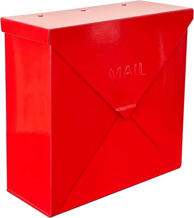 NACH Mailboxes for Outside Wall Mount, 10 x 10 x 4 inch Red Mail Boxes for House Outside, Waterproof Mailboxes for Outside - Chicago Style Mail Box