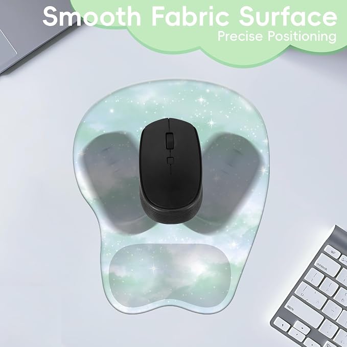 Mouse Pad with Wrist Rest Ergonomic Mouse Pad with Comfortable M-Shape Pain Relief Wrist Support Non-Slip PU Base Mousepad for Laptop, Office & Home (Fresh Forest)