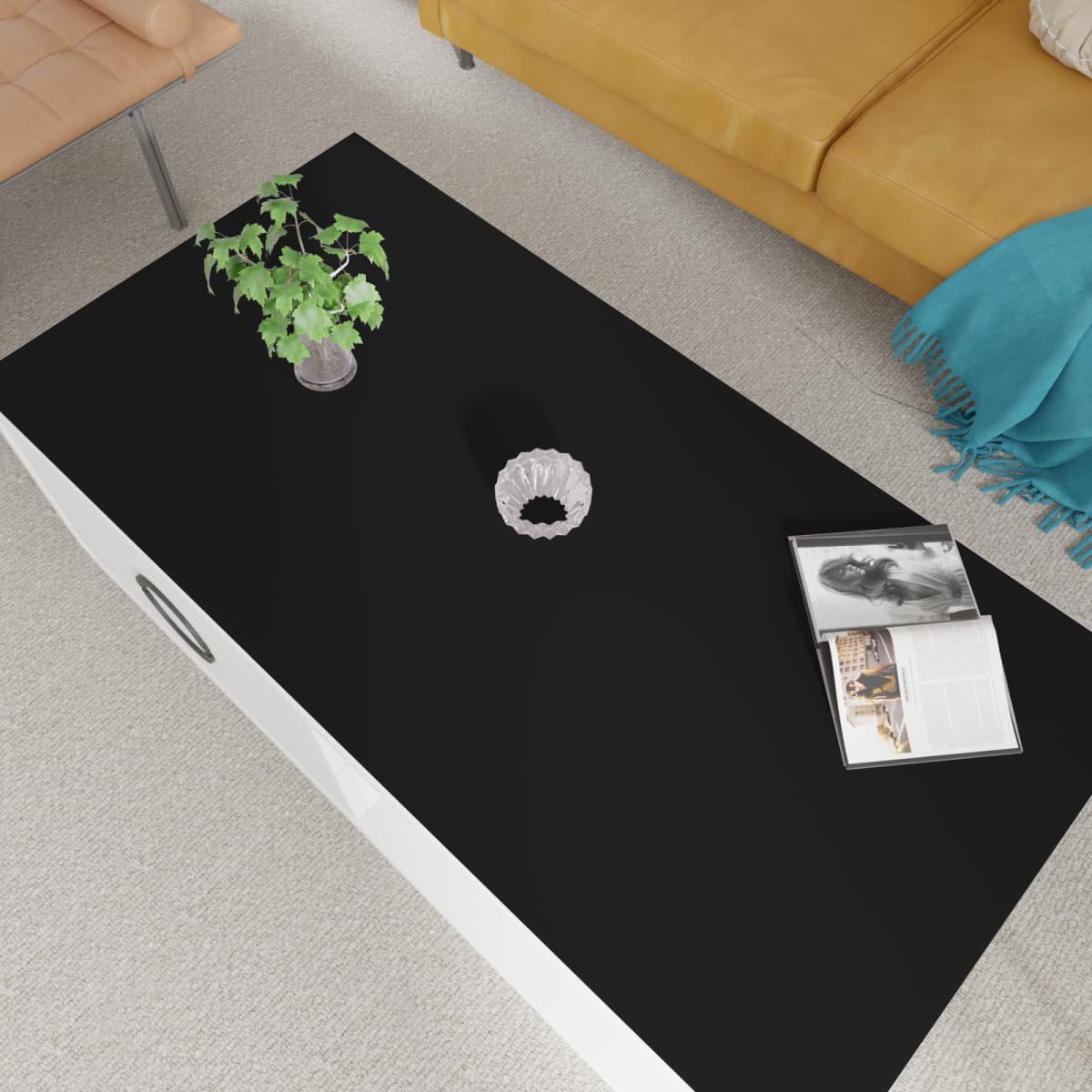 Desk Cover - 26x72 Inch Waterproof Easy to Clean Can Conceal Flaws Protector The Table Top from Scratches Used for Coffee Table (Black+Black 26x72)