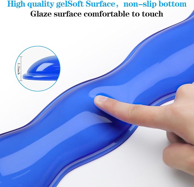 Gel Wrist Rest for Keyboard and Mouse, Wrist Rest for Keyboard, Mouse Wrist Support, Pain Relief, Cool Touch, Non-Skid, Mouse Wrist pad