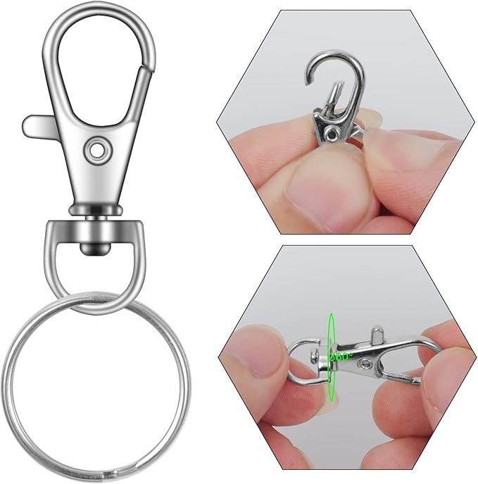 104PCS Swivel Snap Hooks with Key Rings, Metal Lobster Claw Clasp, Keychain Rings for Crafts(Silver, 1.37inch(36mm)