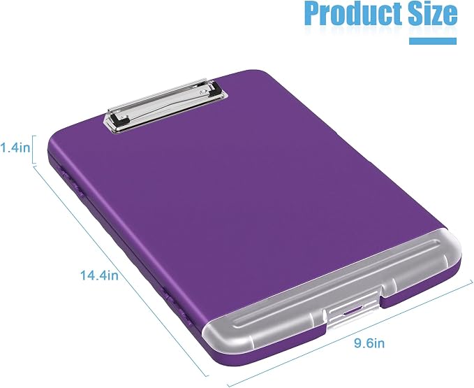 Hongri Clipboard with Storage with Pencil Case, 8.5 x 11 Storage Clip Board | High Capacity Organization Box for A4 Letter Legal Paper, Heavy Duty Folio & Side-Opening for Nurses, Teachers, Dark purple