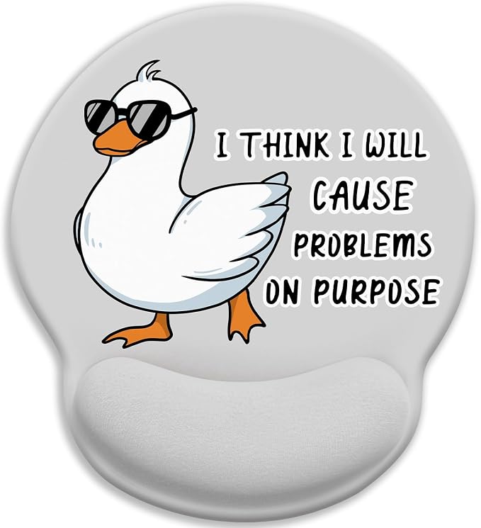 LIMKRIAN Funny Duck Ergonomic Mouse Pad with Gel Wrist Rest, 9.8 x 8.6 in | Ergonomic Design, Non-Slip PU Base, Pain Relief Wrist Support, Mouse Pads for Desk Laptop, Cute Office Desk Accessories Gift