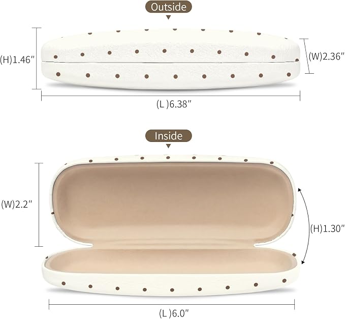 Glasses Case Hard Shell, Cute Sunglasses Case for Women Leather Protective Case for Eyeglass with Cleaning Cloth