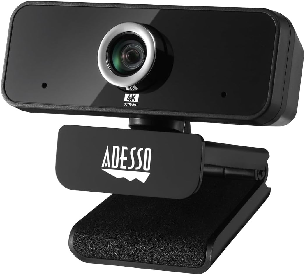 Adesso 4K HDR Ultra HD USB Webcam CyberTrack 6S Camera for PC Laptop Adjustable Angle Field of View Built-in Noise Cancellation Microphone