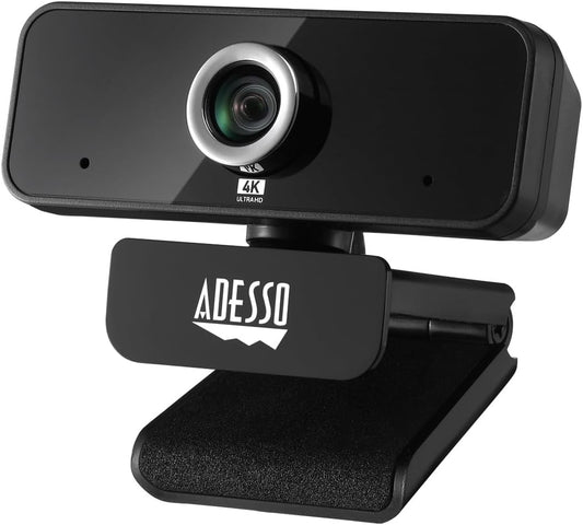 Adesso 4K HDR Ultra HD USB Webcam CyberTrack 6S Camera for PC Laptop Adjustable Angle Field of View Built-in Noise Cancellation Microphone