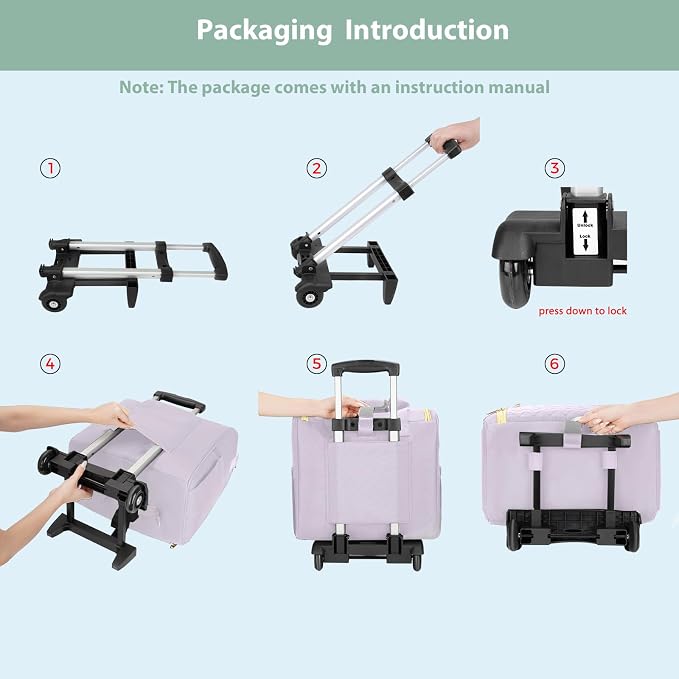 MATEIN Rolling Briefcase for Women, 15.6 Inch Rolling Work Bag with Wheels | Detachable Cart, with Insulated Lunch Box, Computer Bag, Rolling Briefcase for Nurse Work Business Office
