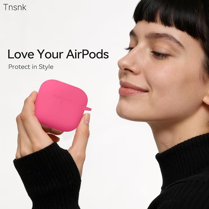 for AirPods 4 Case, TNSNK Silicone AirPod 4 Case Cover Compatible with Apple Airpods 4th Gen, Shockproof Protective Cases for Women Girly with Cleaner Kit and Keychain, Front LED Visible