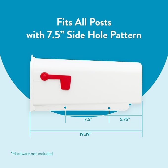 Architectural Mailboxes Parsons Plastic Post Mount Mailbox, Compatibility Code A, PL10W0AM, White, Medium Capacity, 1 Count (Pack of 1) | Durable plastic build with weather-resistant outdoor construction. USPS approved.