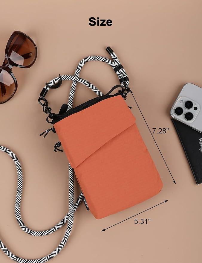 GOX Neck Wallet for Traveling Women,RFID Blocking Crossbody Wallet | Nylon Water-Repellent Passport Holder with Phone Pocket, Small Neck Pouch