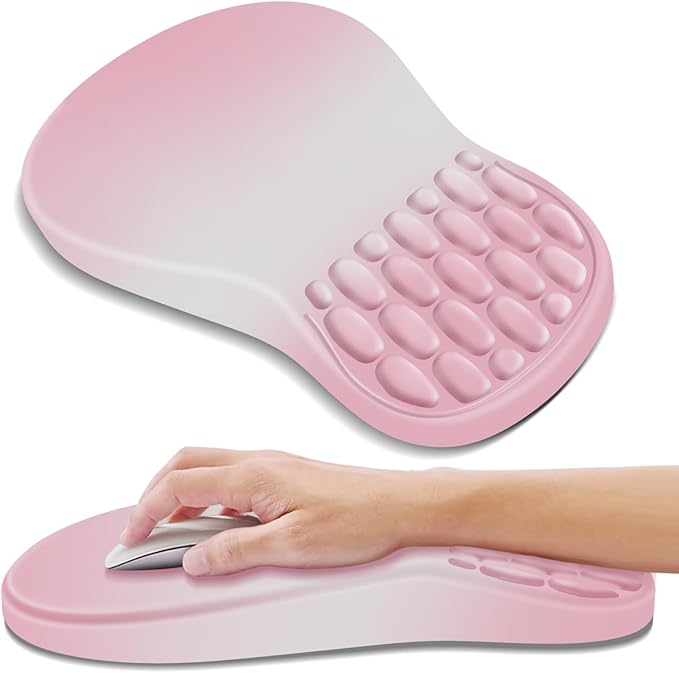 YIWEI Ergonomic Mouse Pad with Wrist Rest for Carpal Tunnel Pain Relief | Memory Foam Wrist Support,Non-Slip Rubber Base, Keyboard Computer Mousepad,Lycra Cloth Surface,Gaming Home Office
