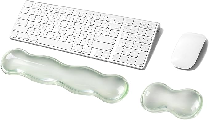 Gel Keyboard Wrist Rest Set, Clear Wrist Rest for Keyboard and Mouse, Ergonomic Keyboard Mouse Wrist Rest for Typing Pain Relief, Suitable for Office, Gaming, Computer, Laptop - Transparent Green