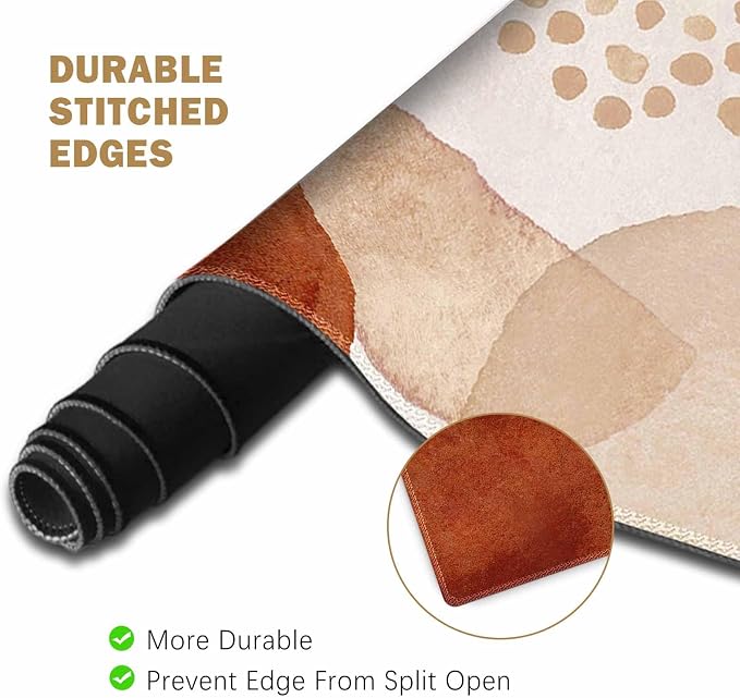 ToLuLu Extended Gaming Mouse Pad, Memory Foam Ergonomic Keyboard Mouse Wrist Rest Support Set, Large Desk Mat with Stitched Edges, Non-Slip Base Mousepad for Home Office and Game, Brown Boho Art