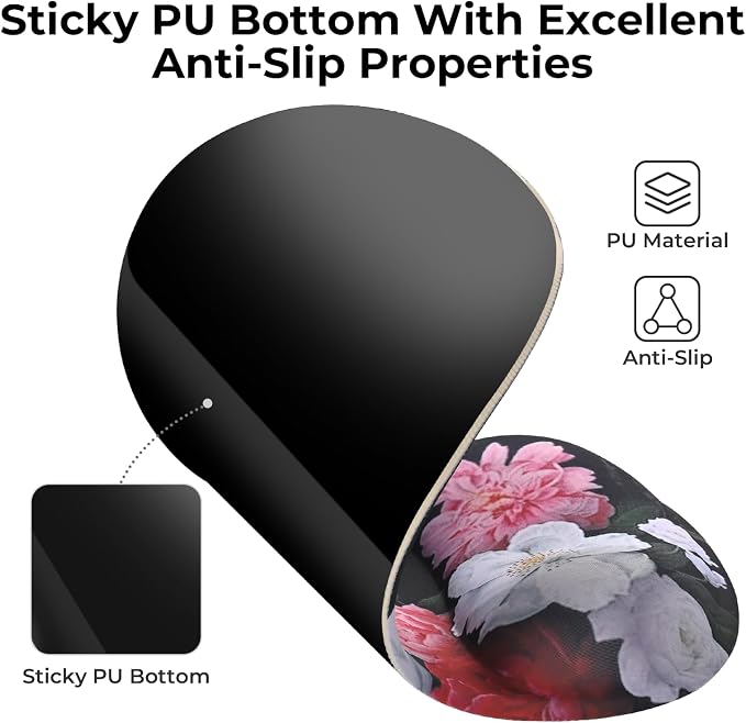EooCoo Mouse Pad with Gel Wrist Rest, Ergonomic Mousepad Wrist Alignment | Middle Concave Design for Natural Wrist Alignment, Non-Slip Base Mousepad, Carpal Tunnel Relief, Office Desk Accessories