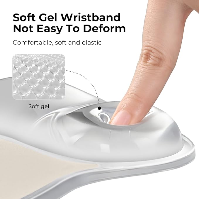 EooCoo Ergonomic Waterproof Mouse Pad with Gel Wrist Rest Support | Middle Concave Design for Natural Wrist Alignment, Non-Slip Base Mousepad, Carpal Tunnel Relief, Office Desk Accessories